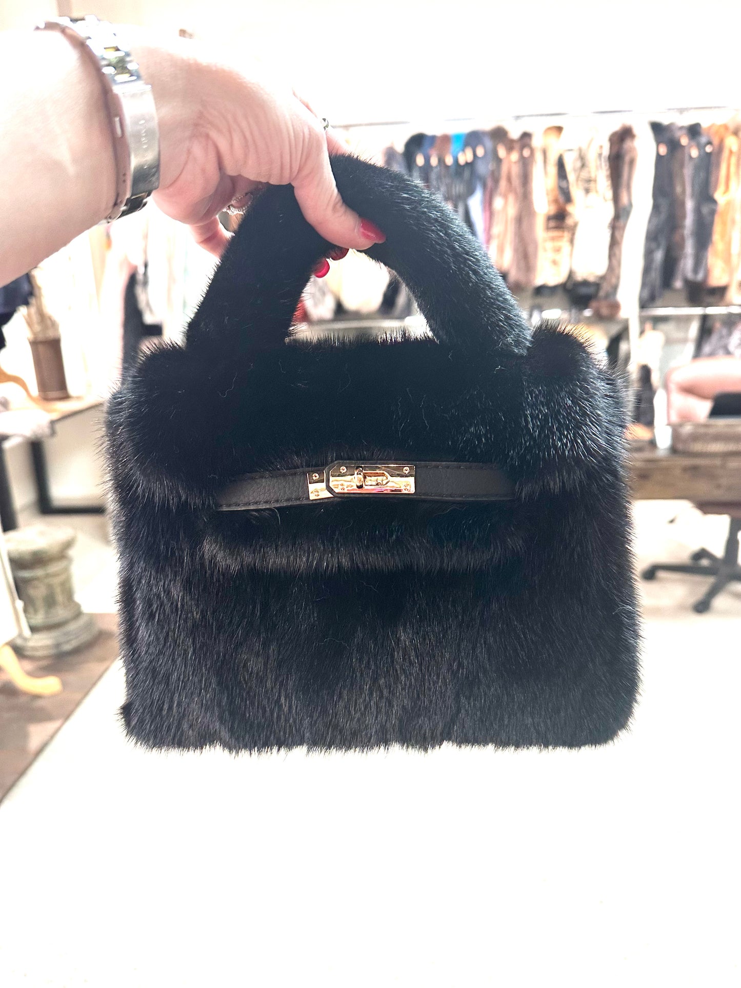 Mink Handbag - Black