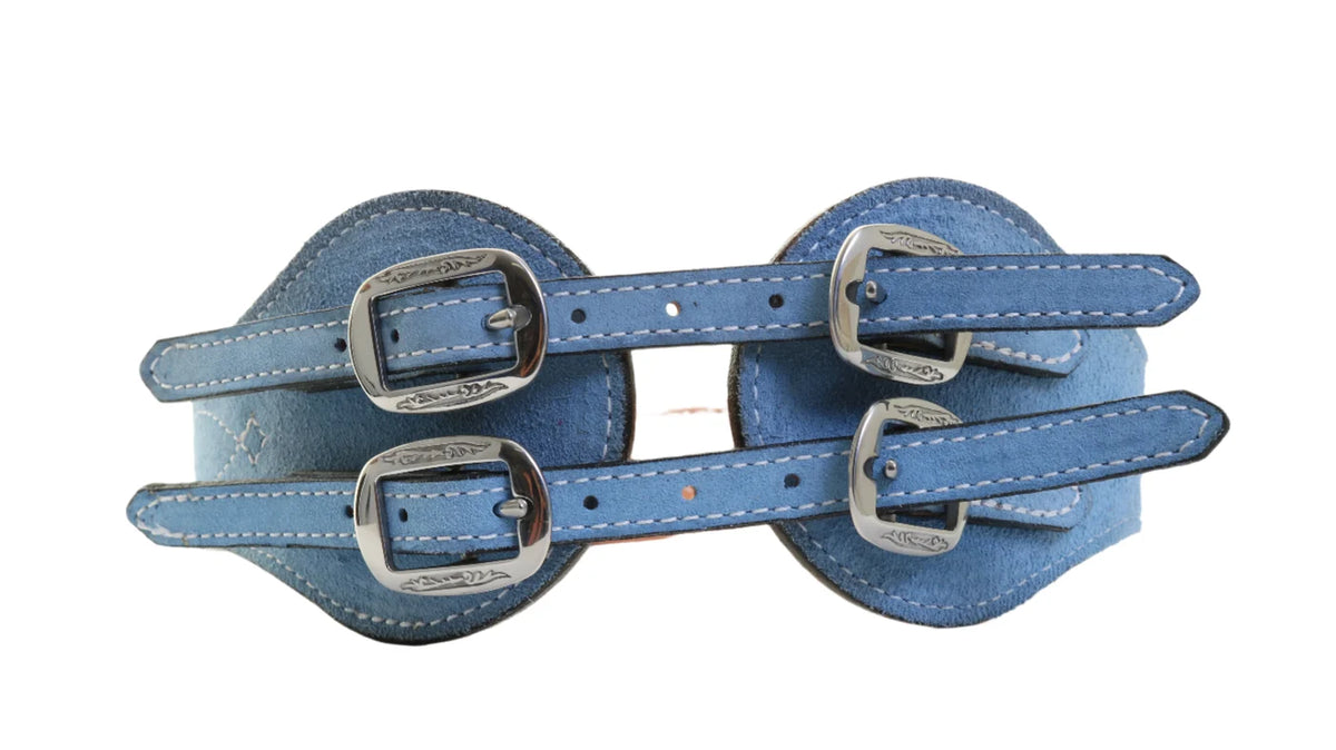 Blue Suede Quad Buckle Belt