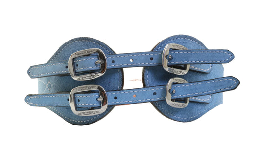 Blue Suede Quad Buckle Belt