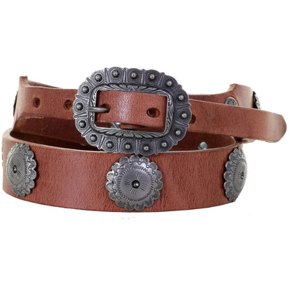 Skinny Leather & Concho Belt
