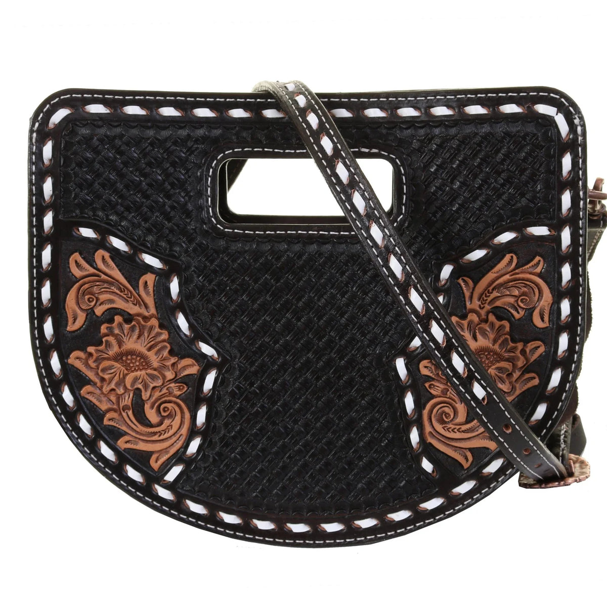 Half Circle Tooled Handbag