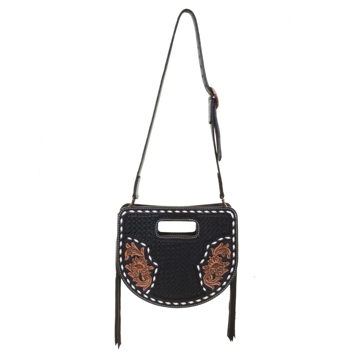 Half Circle Tooled Handbag